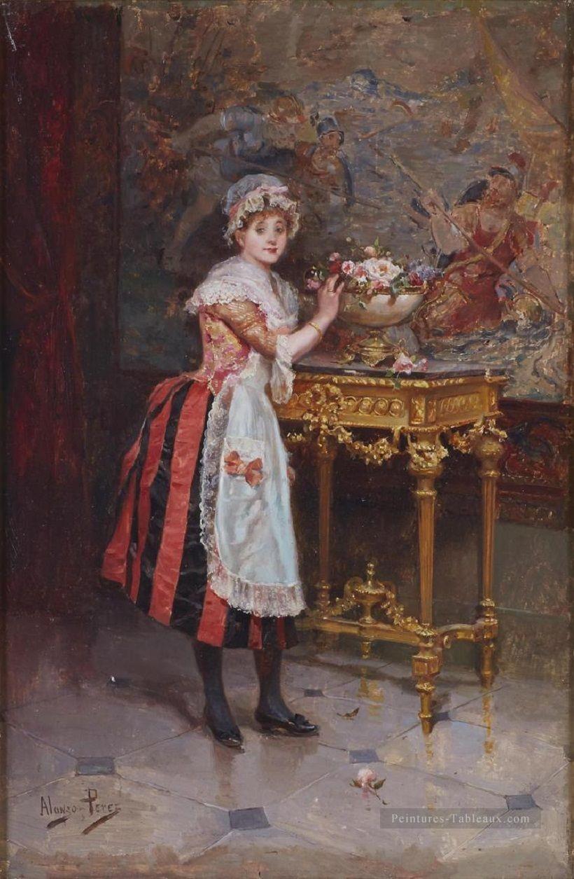 la femme de chambre Mariano Alonso Pérez Rococo Peintures à l'huile
